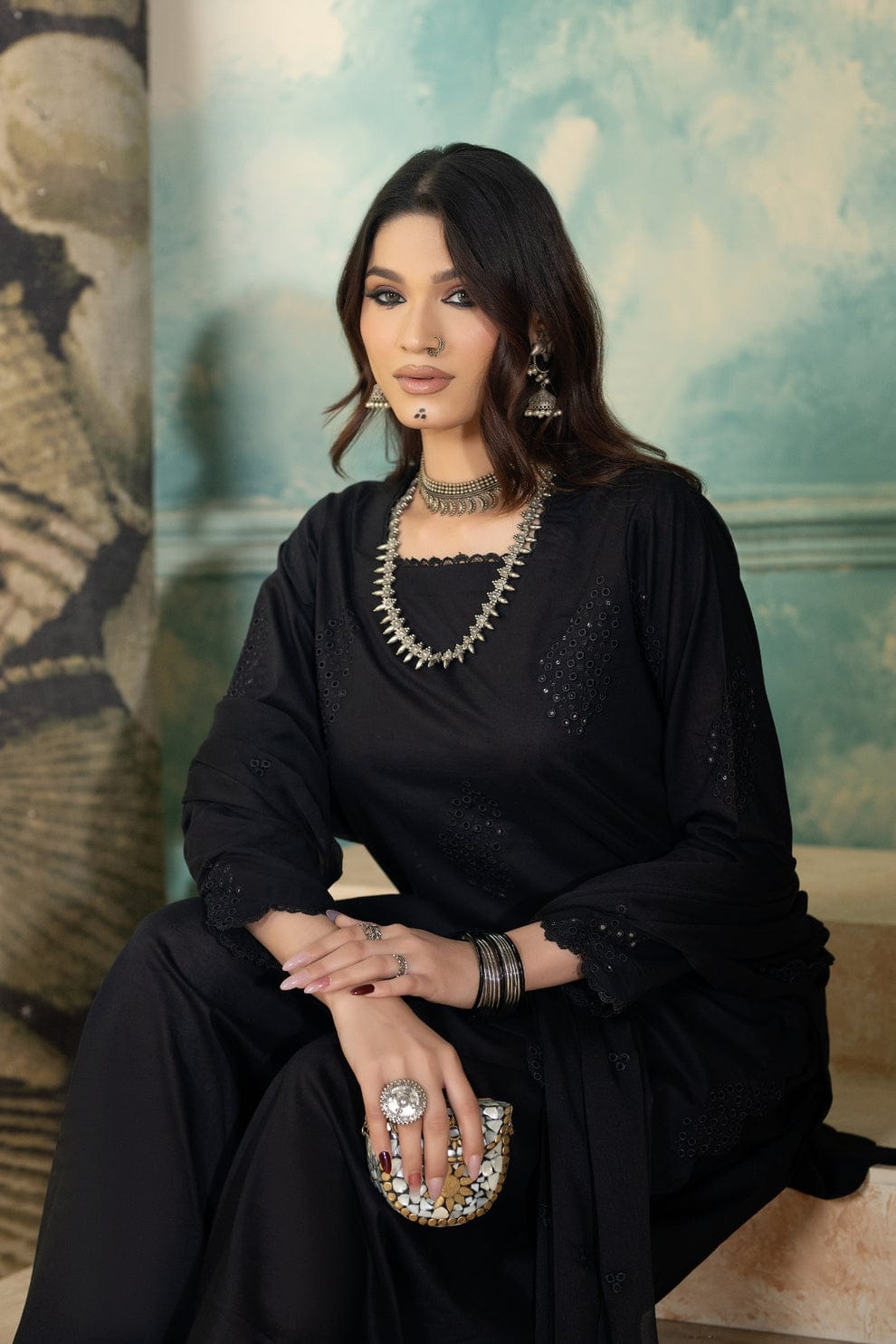 Black Pearl 3pc Dress(Farshi Shalwar)